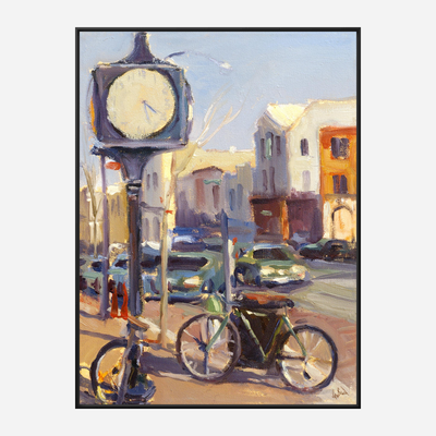 Downtown Clock Artist Enhanced Canvas Print
