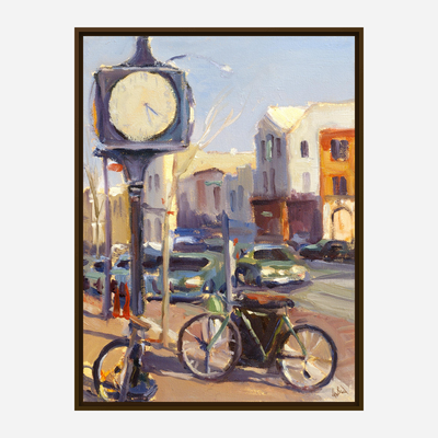 Downtown Clock Artist Enhanced Canvas Print
