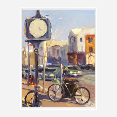 Downtown Clock Artist Enhanced Canvas Print