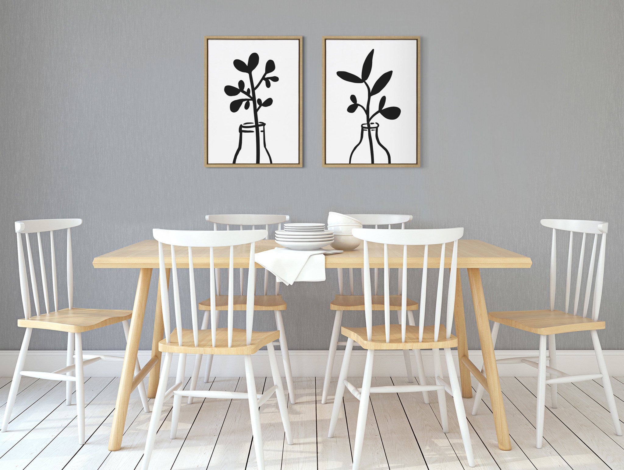 Sylvie Modern Botanical Framed Canvas Set by The Creative Bunch Studio by kateandlaurel - product image 8 for Resin Society