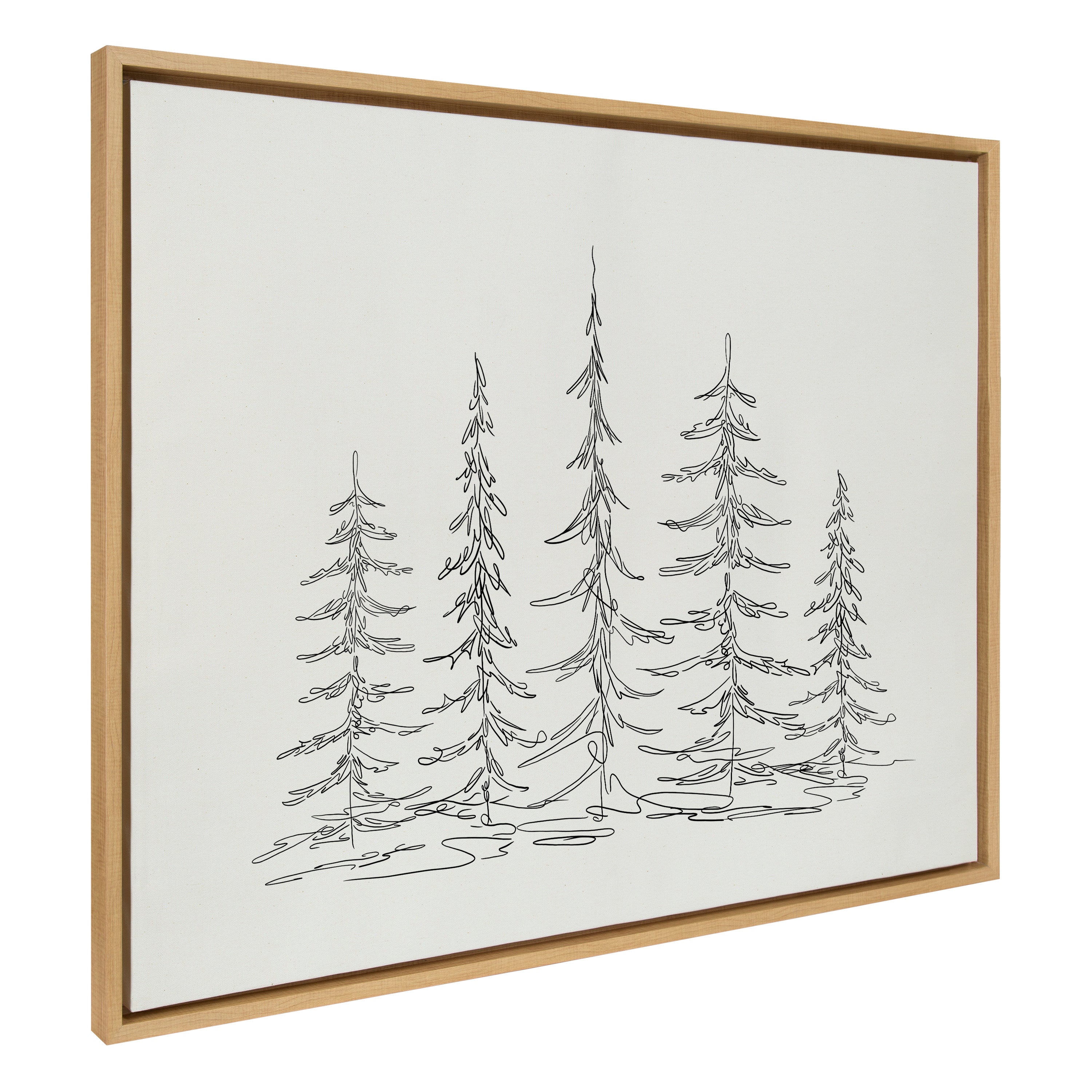 Sylvie Minimalist Evergreen Trees Sketch Framed Canvas by kateandlaurel - product image 19 for Resin Society