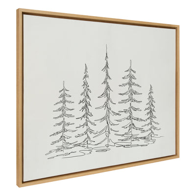 Sylvie Minimalist Evergreen Trees Sketch Framed Canvas by kateandlaurel - product image 19 for Resin Society