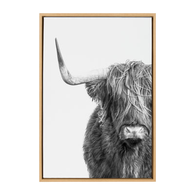 Sylvie B&W Highland Cow No. 1 Framed Canvas by Amy Peterson Art Studio