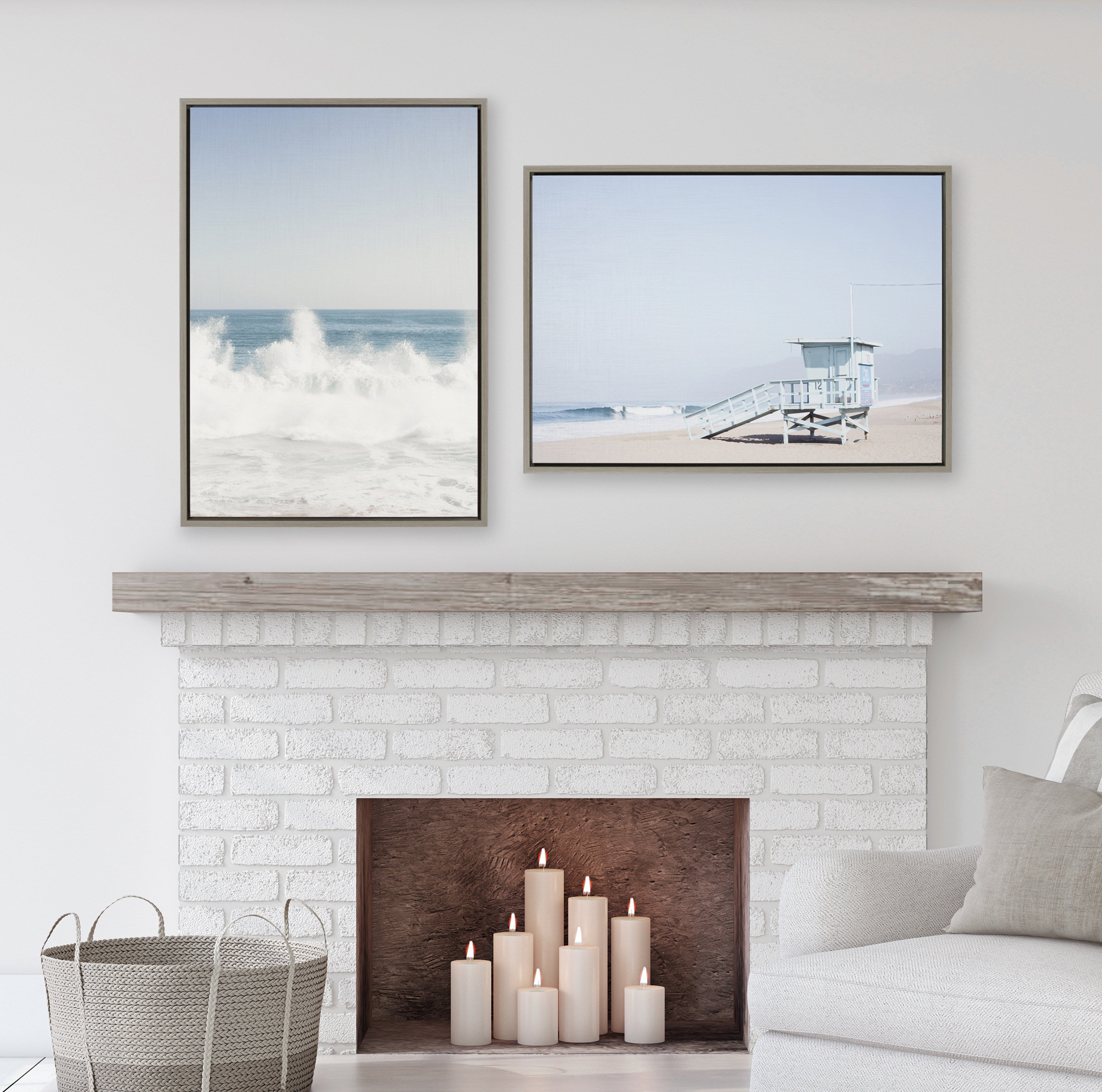 Sylvie Waves Crashing Framed Canvas by kateandlaurel - product image 4 for Resin Society