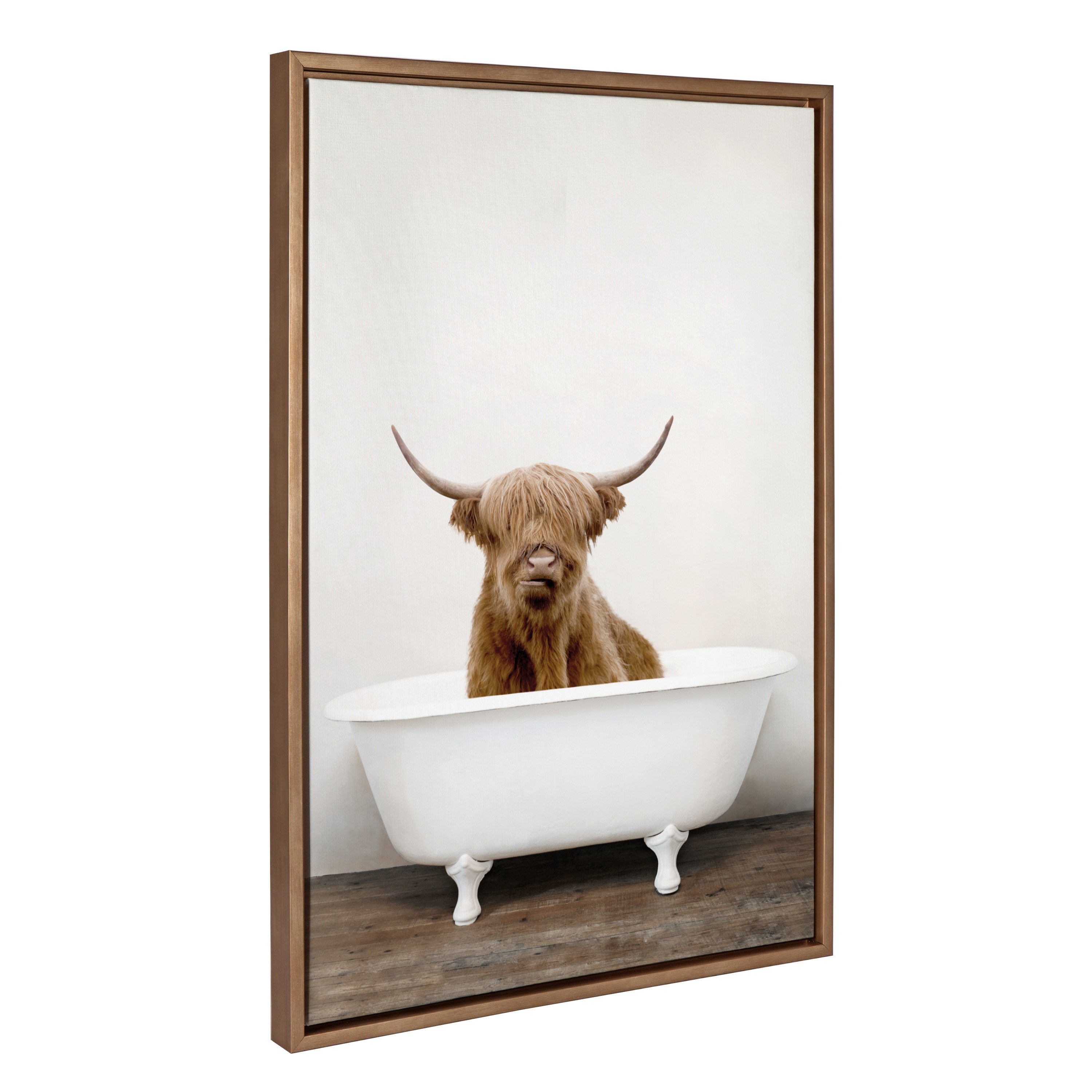 Sylvie Highland Cow in Tub Color Framed Canvas by kateandlaurel - product image 7 for Resin Society