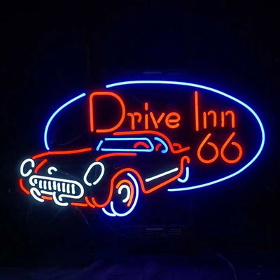 Drive Inn 66 Mother Road Auto Car Neon Signs Light by Neon Signs Land - product image 2 for Resin Society