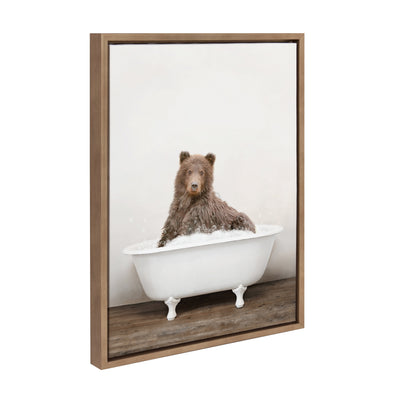 Sylvie Bear Rustic Bubble Bath Framed Canvas by kateandlaurel - product image 13 for Resin Society