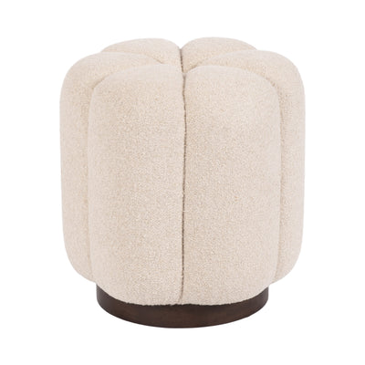 Lucida Round Tufted Ottoman Fabric and Wood