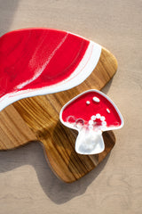 Mushroom Shaped Acacia Cheese Board and Ceramic Tray