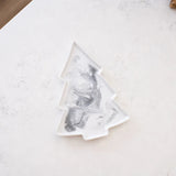 Tree-shaped ceramic tray with hand-poured resin design in Northern Lights color