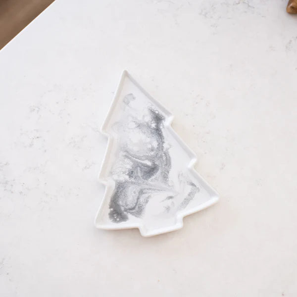 Tree Resin Ceramic Tray with marble pattern on a light surface