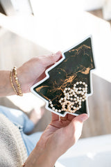 Tree-shaped ceramic tray with hand-poured resin design in Northern Lights color