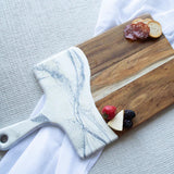 Large handcrafted resin and acacia wood cheese board with handle