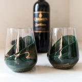 Set of 2 resin coated entertaining glasses with colorful resin swirls by Lynn & Liana Designs