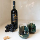 Set of 2 resin coated entertaining glasses with colorful resin swirls by Lynn & Liana Designs