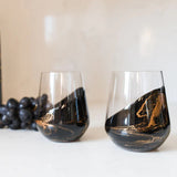 Set of 2 resin coated entertaining glasses with colorful resin swirls by Lynn & Liana Designs