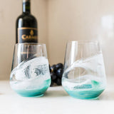 Set of 2 resin coated entertaining glasses with colorful resin swirls by Lynn & Liana Designs