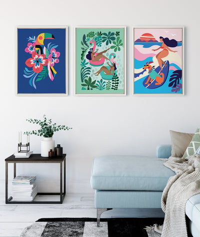 Sylvie Mid Century Modern Girl Friends Framed Canvas by kateandlaurel - product image 4 for Resin Society