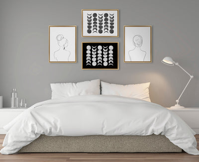 Sylvie 901 Moon Phases Black on White Framed Canvas by kateandlaurel - product image 5 for Resin Society