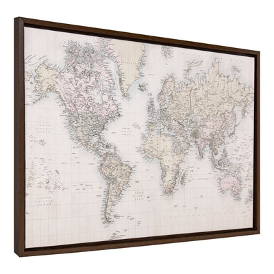 Sylvie Vintage World Map Framed Canvas by The Creative Bunch Studio by kateandlaurel - product image 2 for Resin Society