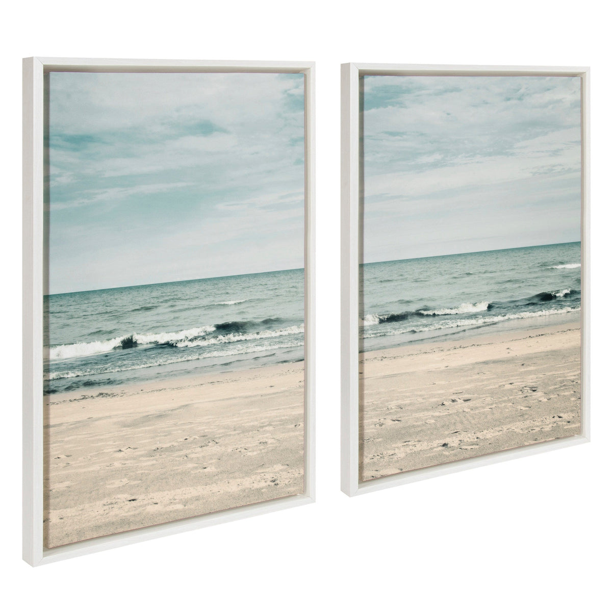 Sylvie Beach 2 Left and Right Framed Canvas by kateandlaurel - main product image for Resin Society