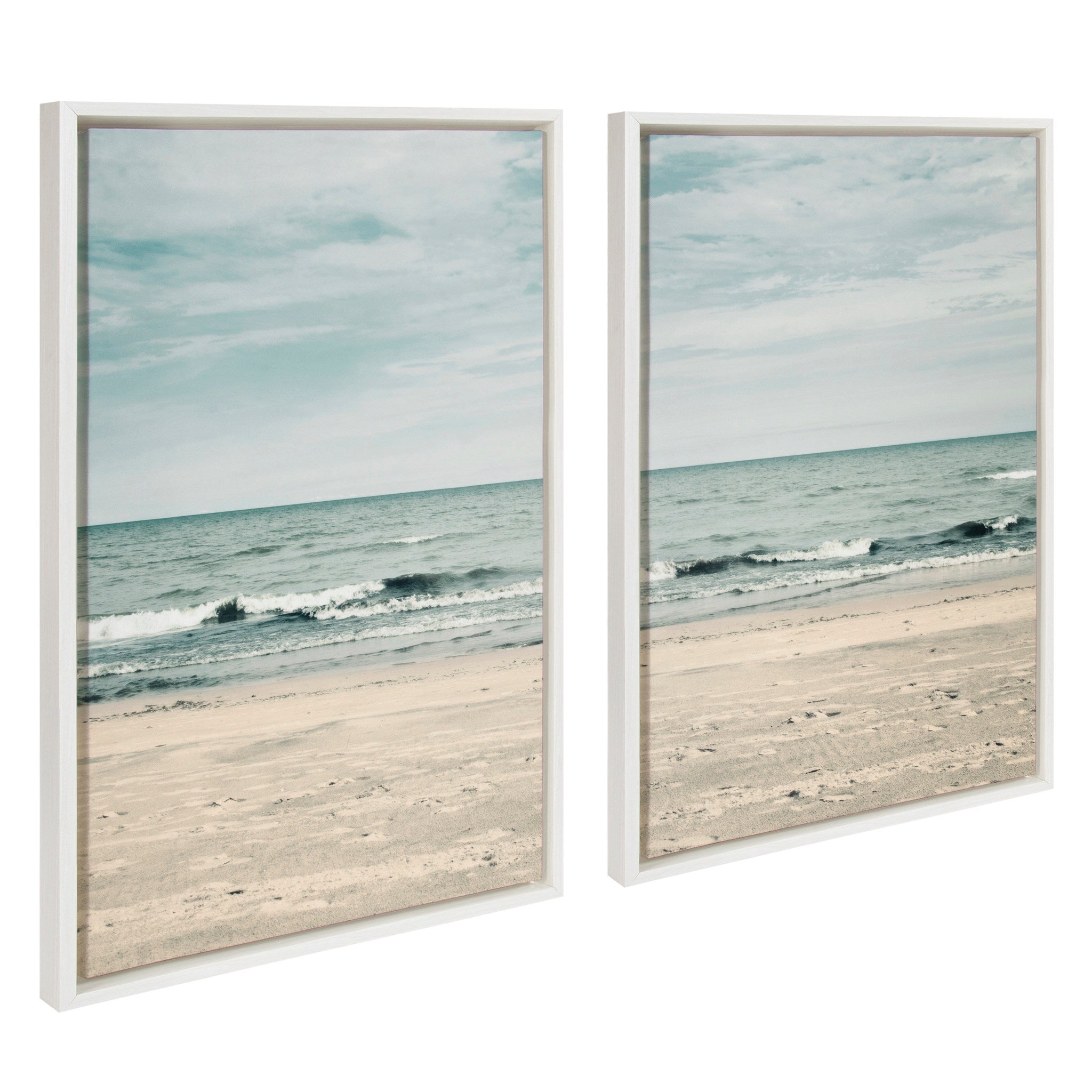 Sylvie Beach 2 Left and Right Framed Canvas by kateandlaurel - main product image for Resin Society