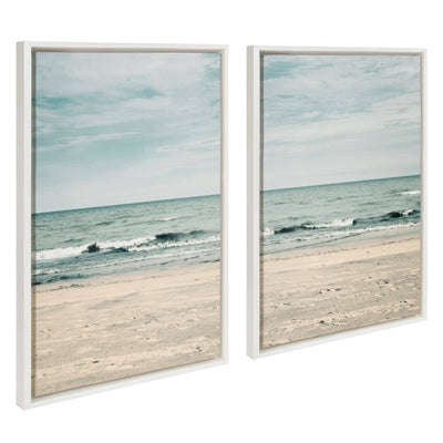 Sylvie Beach 2 Left and Right Framed Canvas by kateandlaurel - main product image for Resin Society