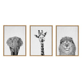 Sylvie Elephant Giraffe and Lion Framed Canvas by kateandlaurel - product image 3 for Resin Society