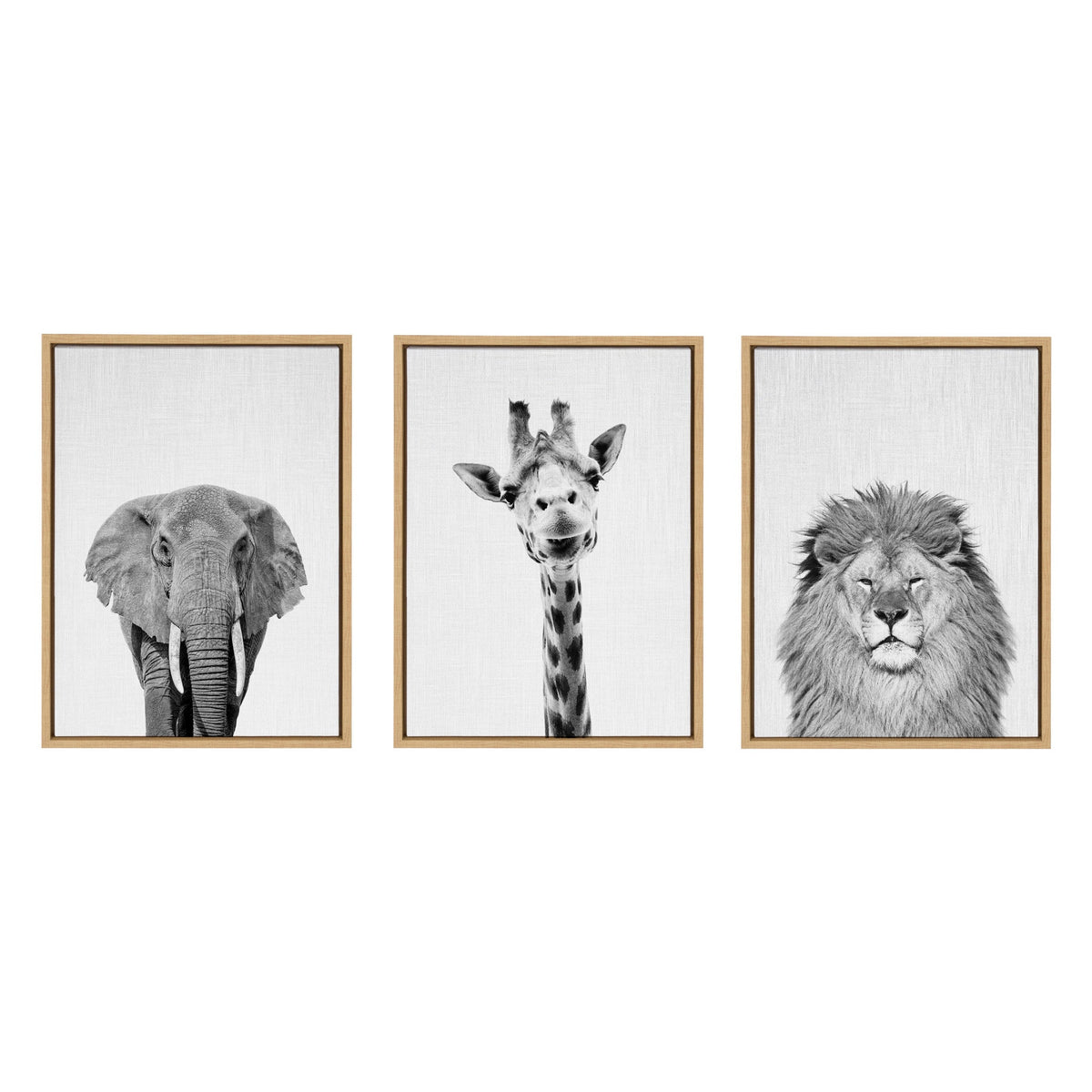 Sylvie Elephant Giraffe and Lion Framed Canvas by kateandlaurel - product image 3 for Resin Society
