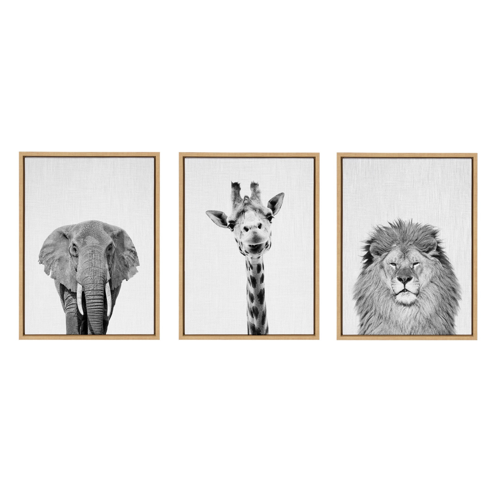 Sylvie Elephant Giraffe and Lion Framed Canvas by kateandlaurel - product image 3 for Resin Society