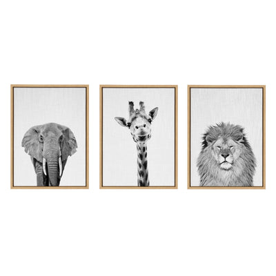 Sylvie Elephant Giraffe and Lion Framed Canvas by kateandlaurel - product image 3 for Resin Society