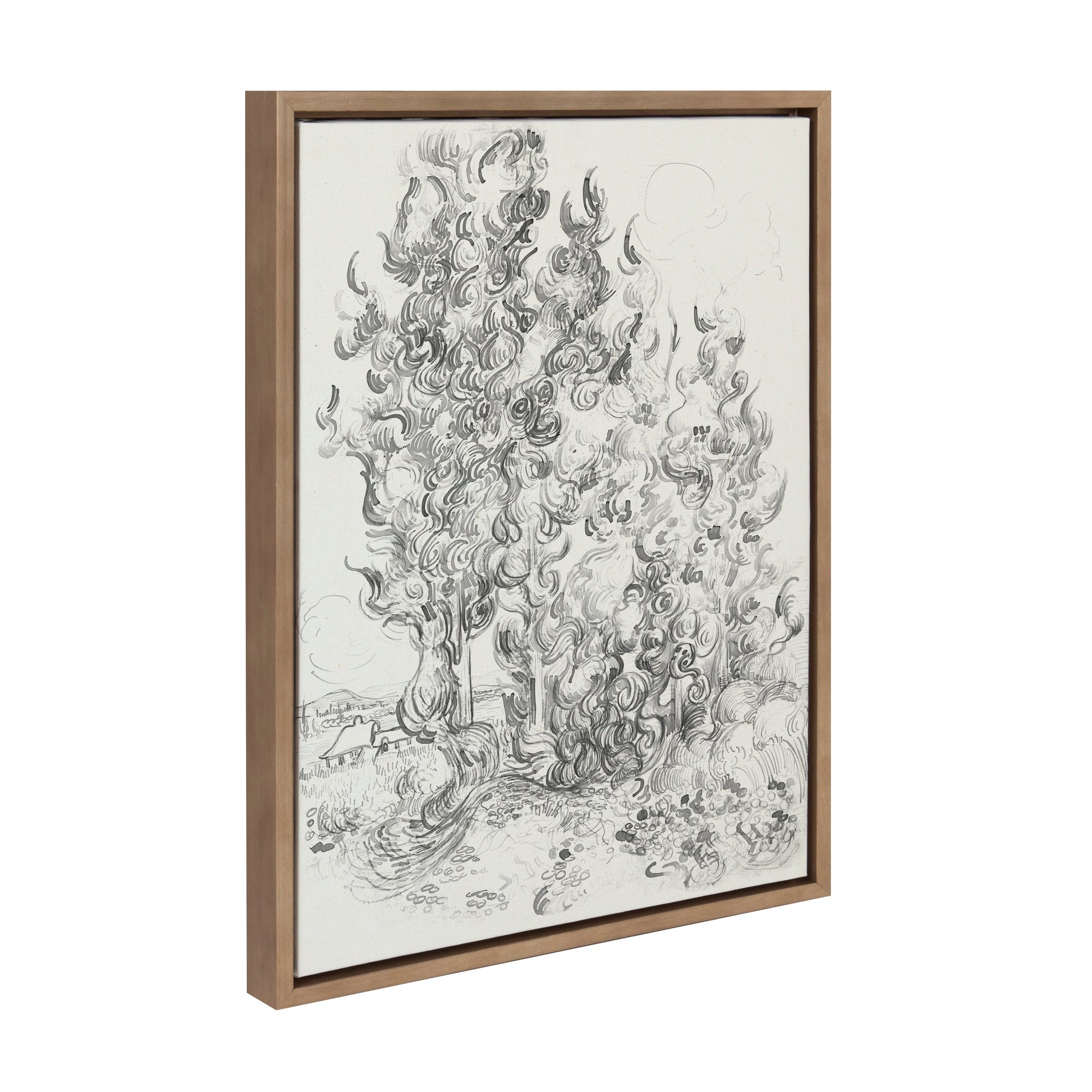 Sylvie Vincent van Gogh Cypresses 1889 BW Framed Canvas by The Art by kateandlaurel - main product image for Resin Society
