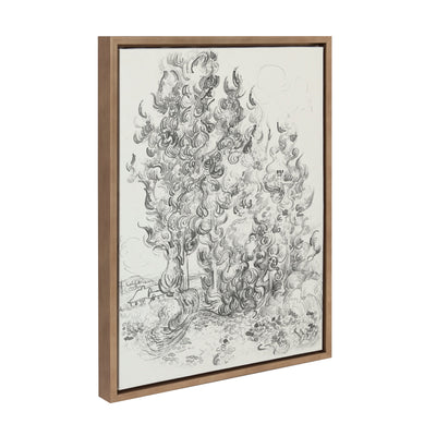 Sylvie Vincent van Gogh Cypresses 1889 BW Framed Canvas by The Art by kateandlaurel - main product image for Resin Society