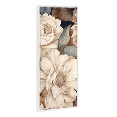 Sylvie Beaded Retro Glam Floral framed canvas art featuring colorful flower petal design in muted tones