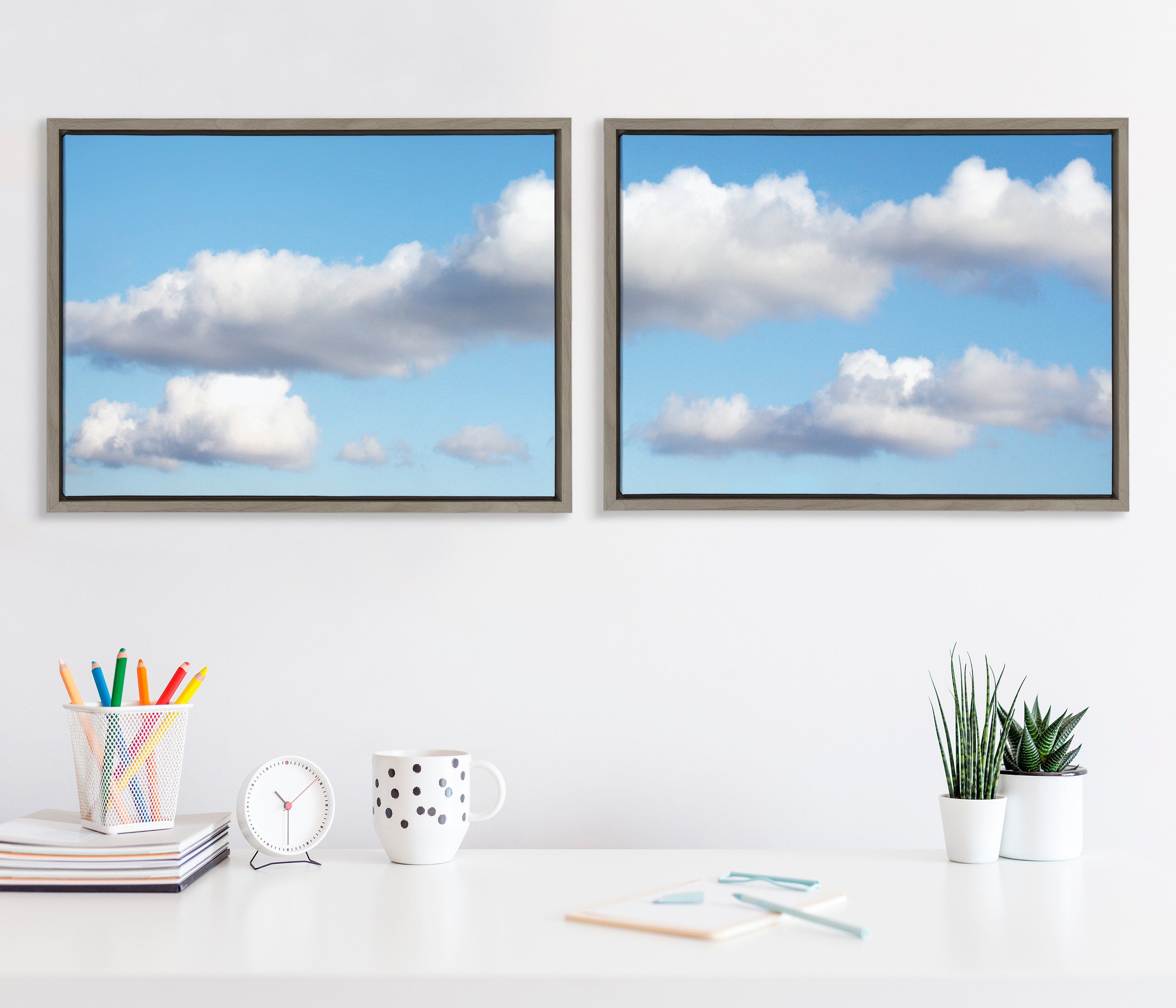 Sylvie Uplifting Clouds Framed Canvas by kateandlaurel - product image 4 for Resin Society