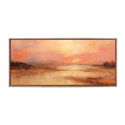 Sylvie Beaded Peach Landscape Framed Canvas by The Creative Bunch Studio