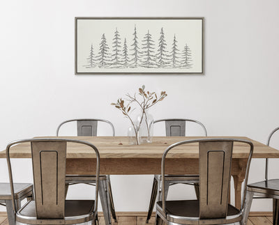 Sylvie Minimalist Evergreen Trees Sketch Framed Canvas