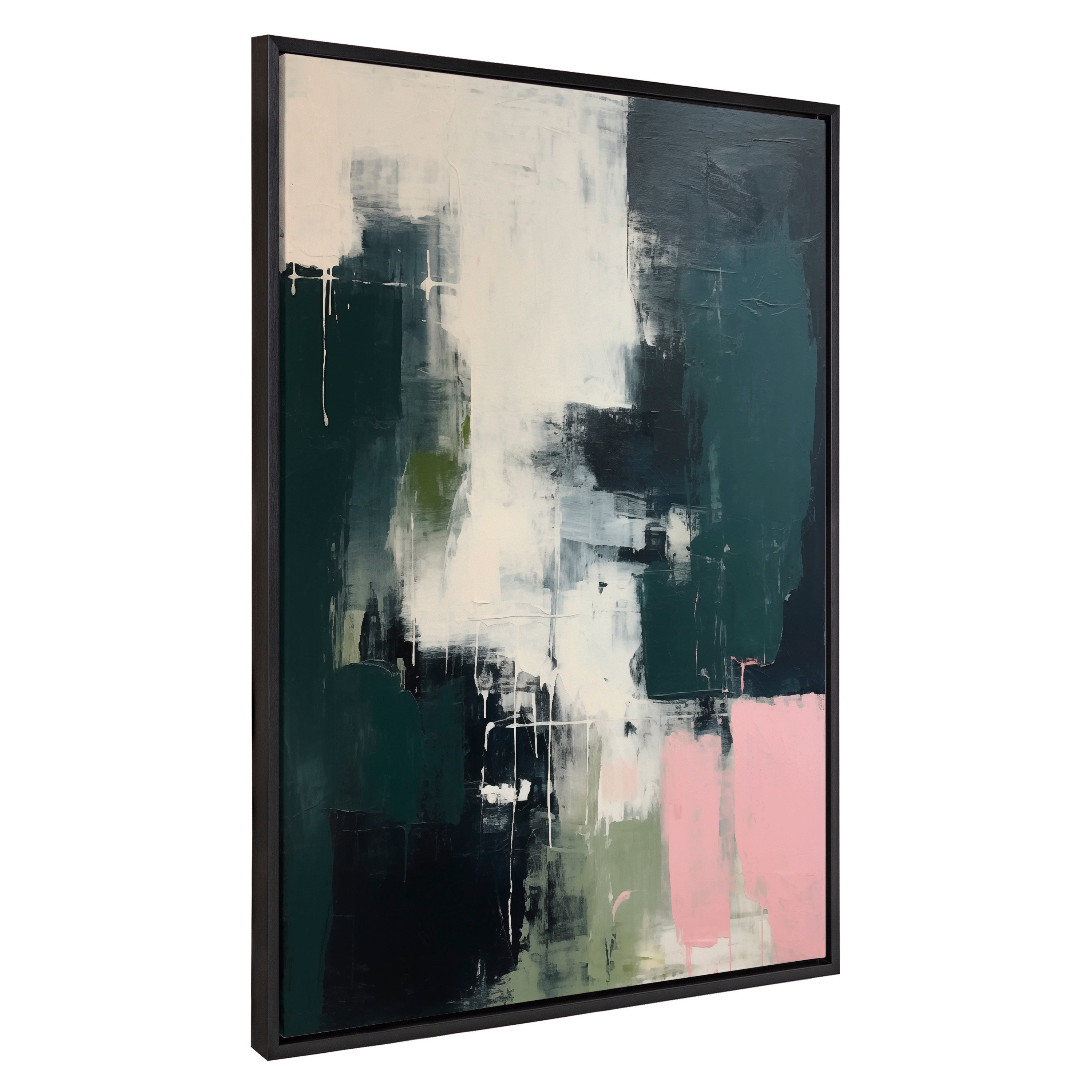 Sylvie Emerald Blush Framed Canvas by Amy Lighthall