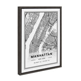 Sylvie Manhattan Modern Map Framed Canvas by kateandlaurel - product image 2 for Resin Society