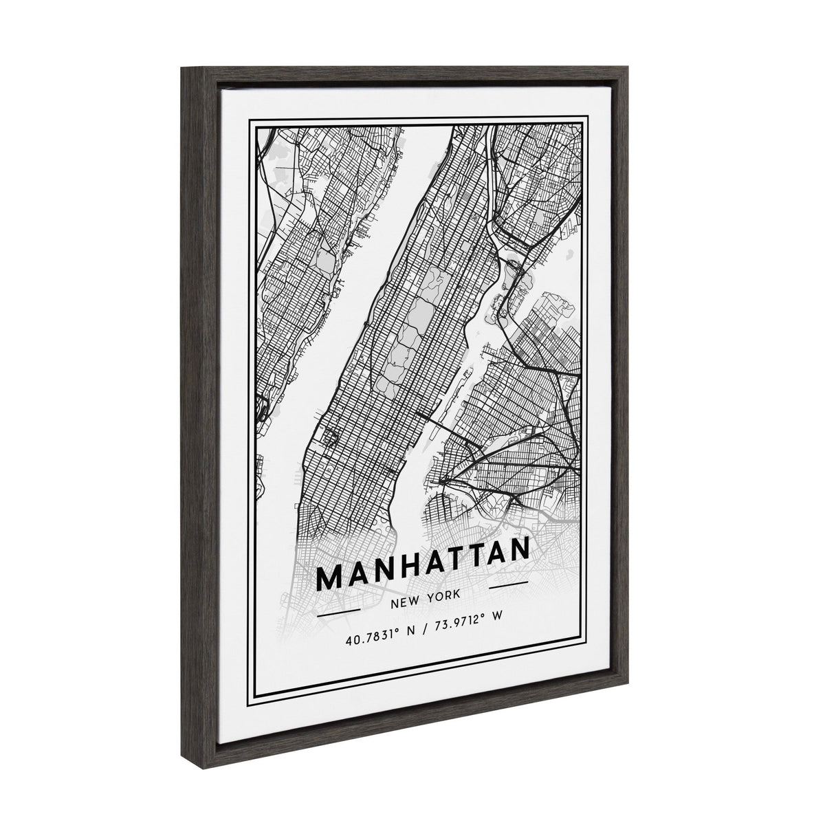 Sylvie Manhattan Modern Map Framed Canvas by kateandlaurel - product image 2 for Resin Society