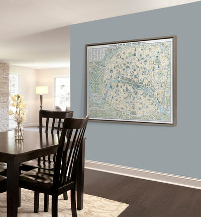 Sylvie Nouveau Plan De Paris Monumental Map Framed Canvas by kateandlaurel - product image 7 for Resin Society
