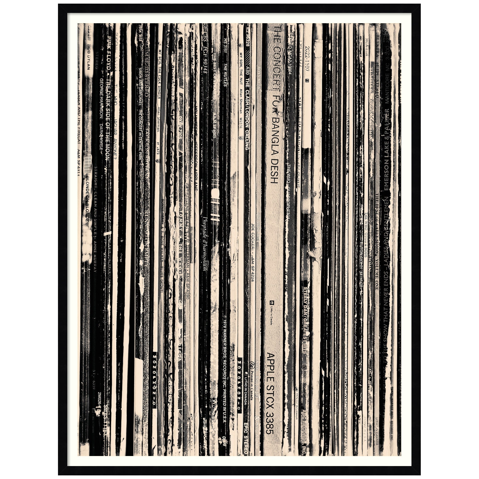 33 RPM Black and White by Robert Cadloff Framed Wall Art Print