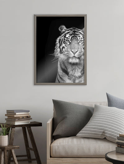 Blake Tiger Minimalist Animal Framed Printed Glass by The Creative Bunch Studio
