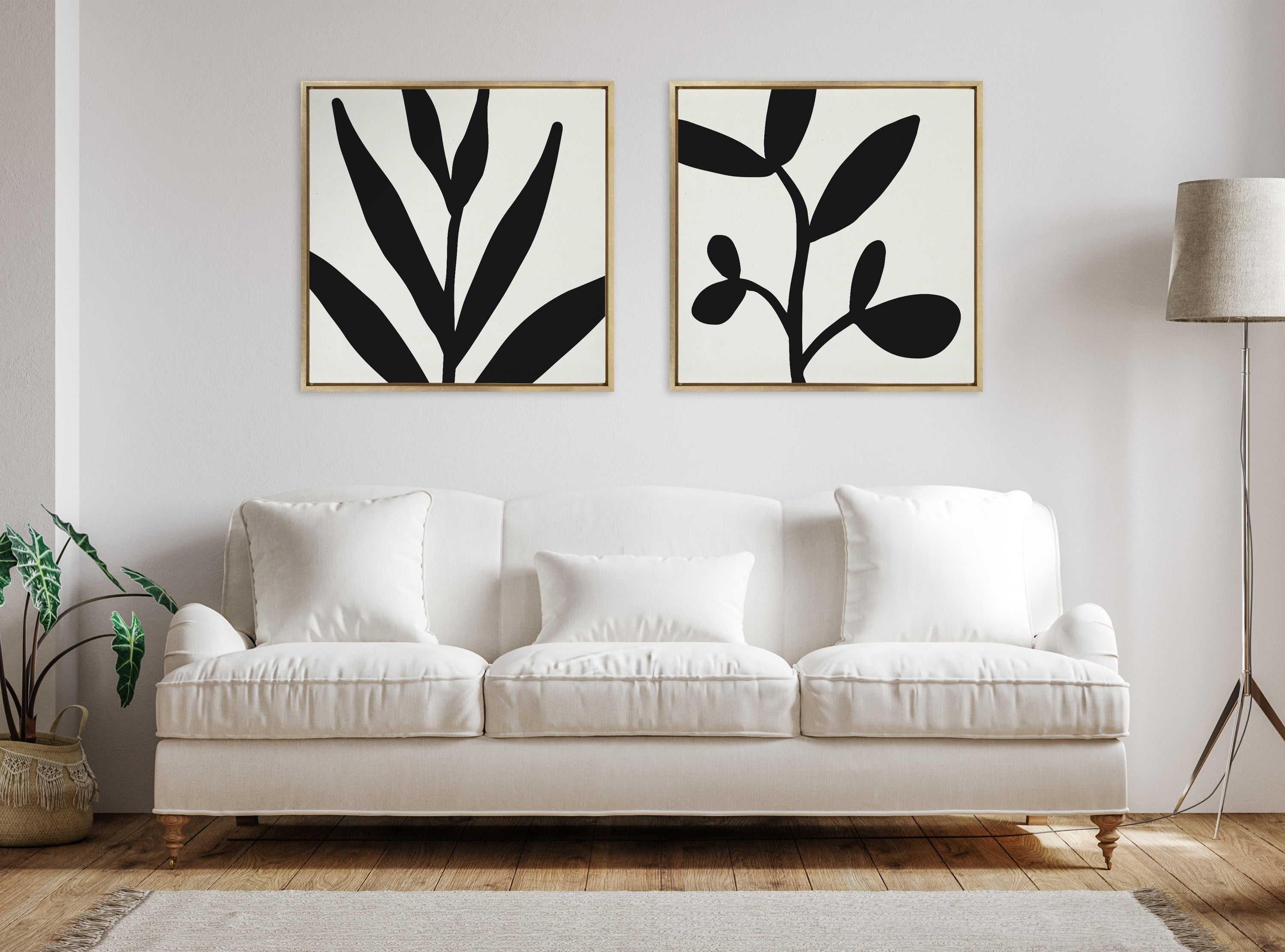 Sylvie Modern Botanical Neutral Abstract 2 Framed Canvas
