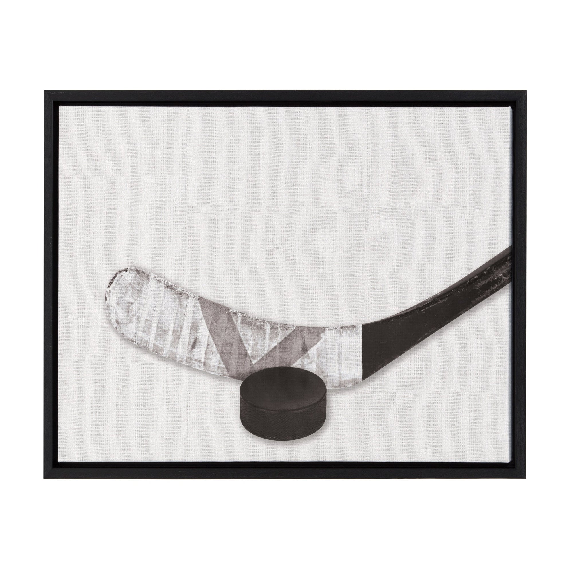 Sylvie Horizontal Hockey Stick And Puck Portrait Framed Canvas by kateandlaurel - main product image for Resin Society