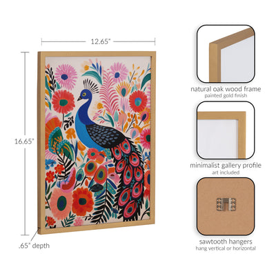 Gallery Bright Colorful Boho Peacock and Botanicals Print by The Creative Bunch Studio