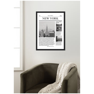 New York Article by Megan Ryan Framed Canvas Wall Art Print