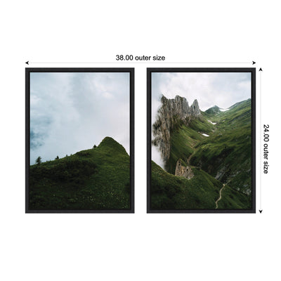 Sylvie Mountain Ridge and Green Meadow Framed Canvas Art Set by Michael Schauer