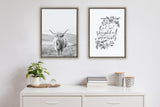 Sylvie Highland Cow Mountain Landscape Black and White Framed Canvas by by kateandlaurel - product image 14 for Resin Society