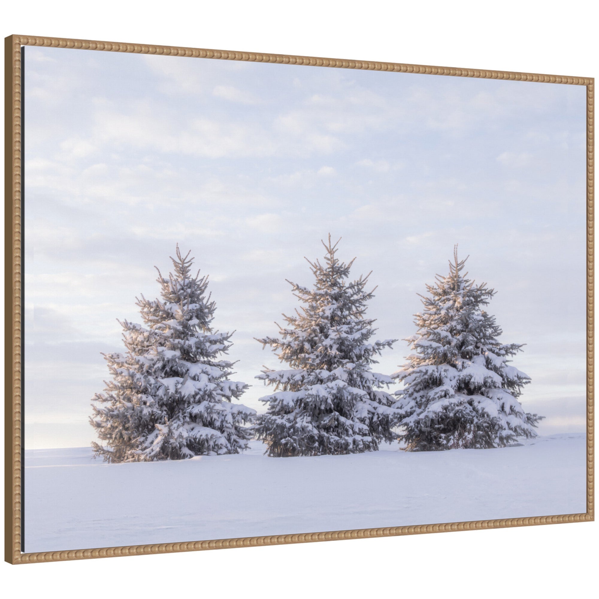 Sylvie Beaded Snowy Pine Trees Framed Canvas